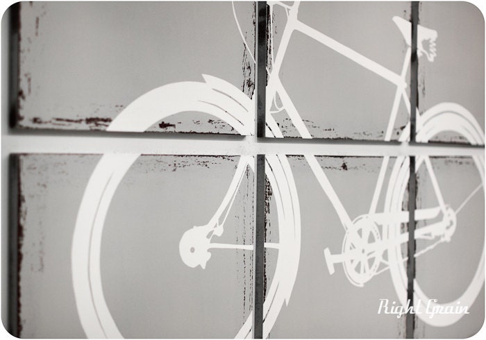 Distressed Retro Bicycle Painting - Large Artwork - Great Gift Idea