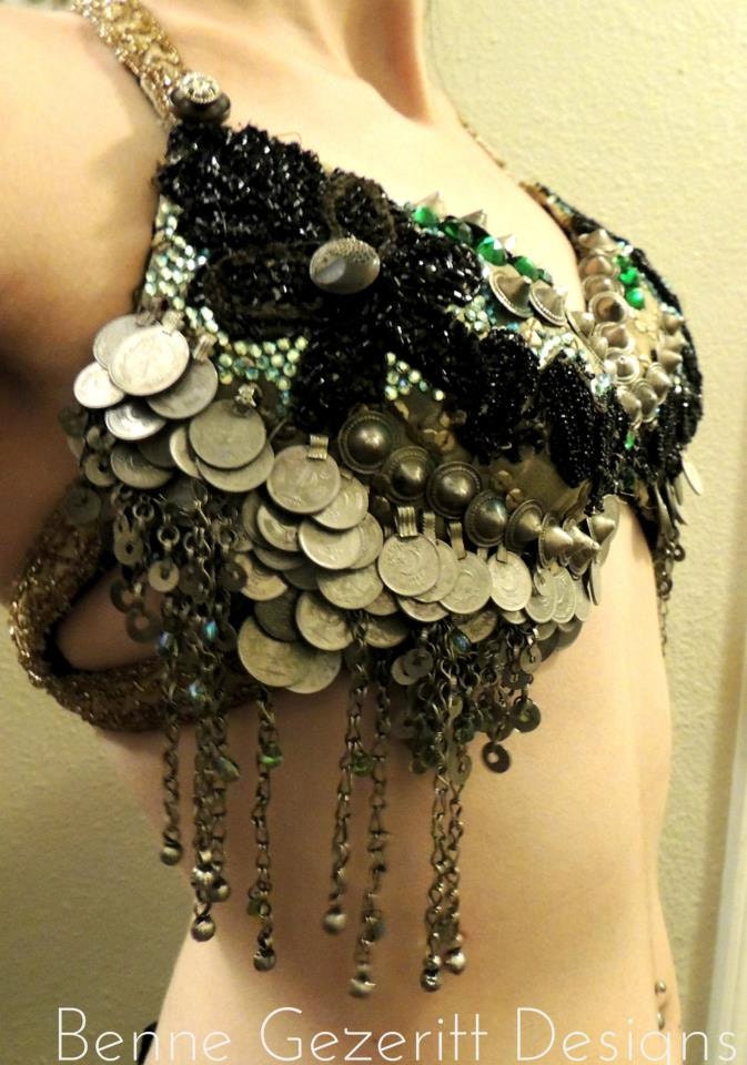Deluxe Tribal Fusion Belly dance Bra Halter Top Victorian United Ages SALE