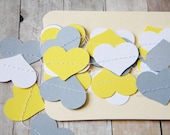 Yellow White Gray Grey Hearts Party Decoration Paper Garland Photo Booth Prop, Birthday Party, Nursery, Baby or Bridal Shower 10 feet