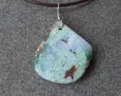 Chrysoprase pendant necklace  - unique Australian natural stone jewelry - "green washed white"
