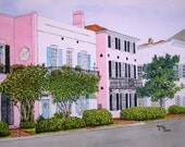 Rainbow Row Charleston South Carolina Original Watercolor by Michael Joe Moore
