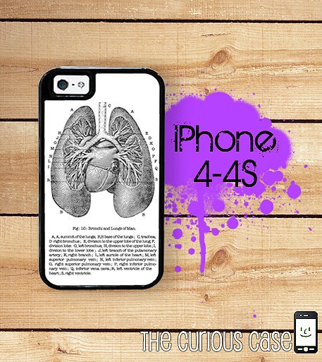 iPhone 4 4S Mighty Case - 2 Part Protective iPhone 4 Case  iPhone 4S Case - Vintage Lungs Medical Chart