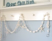Beach Decor Seashell & Starfish Garland - Nautical Decor, White, 6ft w White Starfish