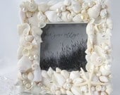 Beach Decor Seashell Frames -  Nautical Beach Wedding Shell Frame w Starfish - 9x9 Square