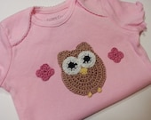 Crochet Owl Onesie in Pink for Baby Girls 6 to 9 Months