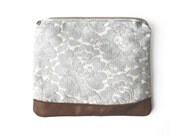 Leather Lace Clutch, Wedding Clutch,  Rustic Wedding, Bridesmaid Gift - Leather Lace Clutch Bag, Rustic Summer Wedding