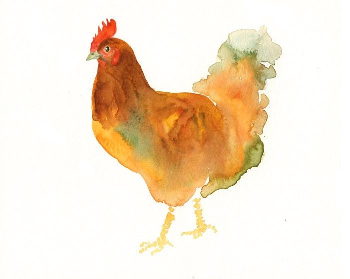 HEN Original watercolor painting 10X8inch