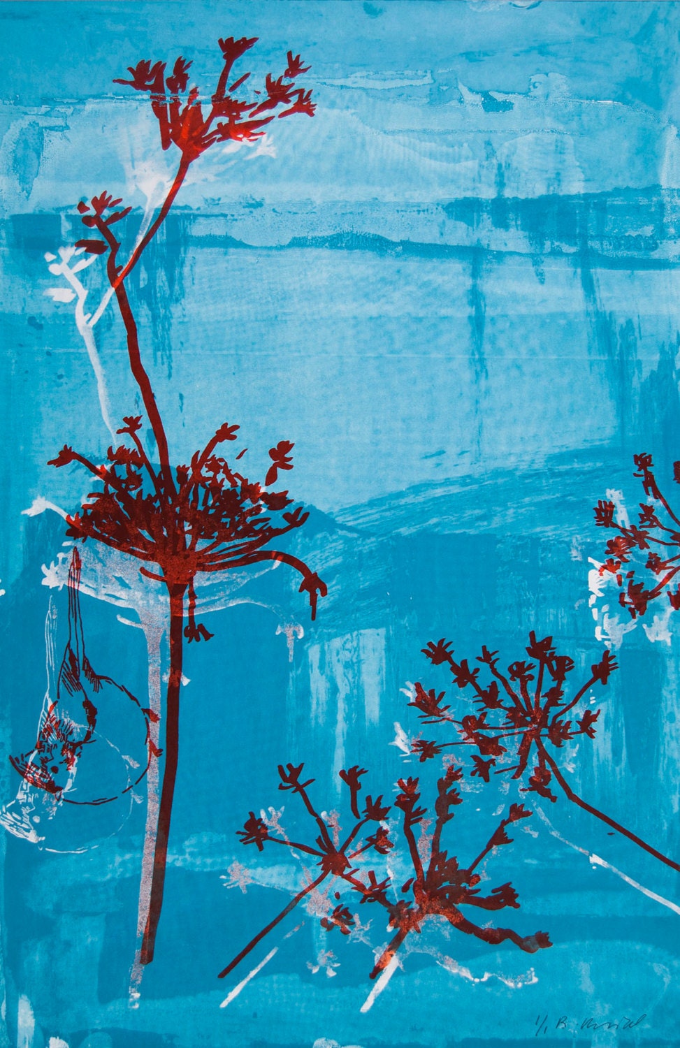 Mono-print wth Queen Anne's Lace