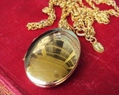 Vintage Locket Necklace Double Chain Signed Park Lane 1960s Gold Tone