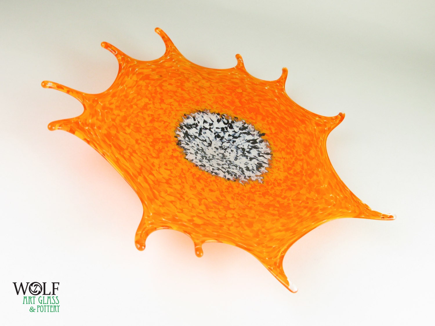 Blown Glass Wall Art Bright Orange Starburst Wall Hanging Decorative Art Glass Sculpture