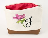 Monogrammed Clutch - Peony, Bridesmaid, Wedding, Rustic, Monogram, Initial, Faux Leather Clutch