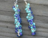 Turquoise and Purple Beaded Crochet Earrings Set Available Many Color Options Hypoallergenic