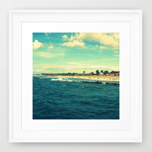 The Baltic Sea No. 8 . Framed Art Print . 12" x 12" . Summer . Sea . Vacation . Nature . Beach . White . Wooden Frame