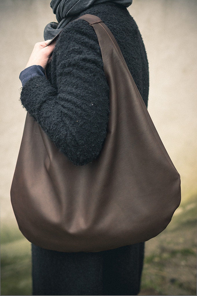 Brown Aged Leather Hobo Bag, every day bag, tote bag