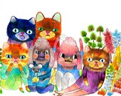 animal picnic (original illustration on paper)
