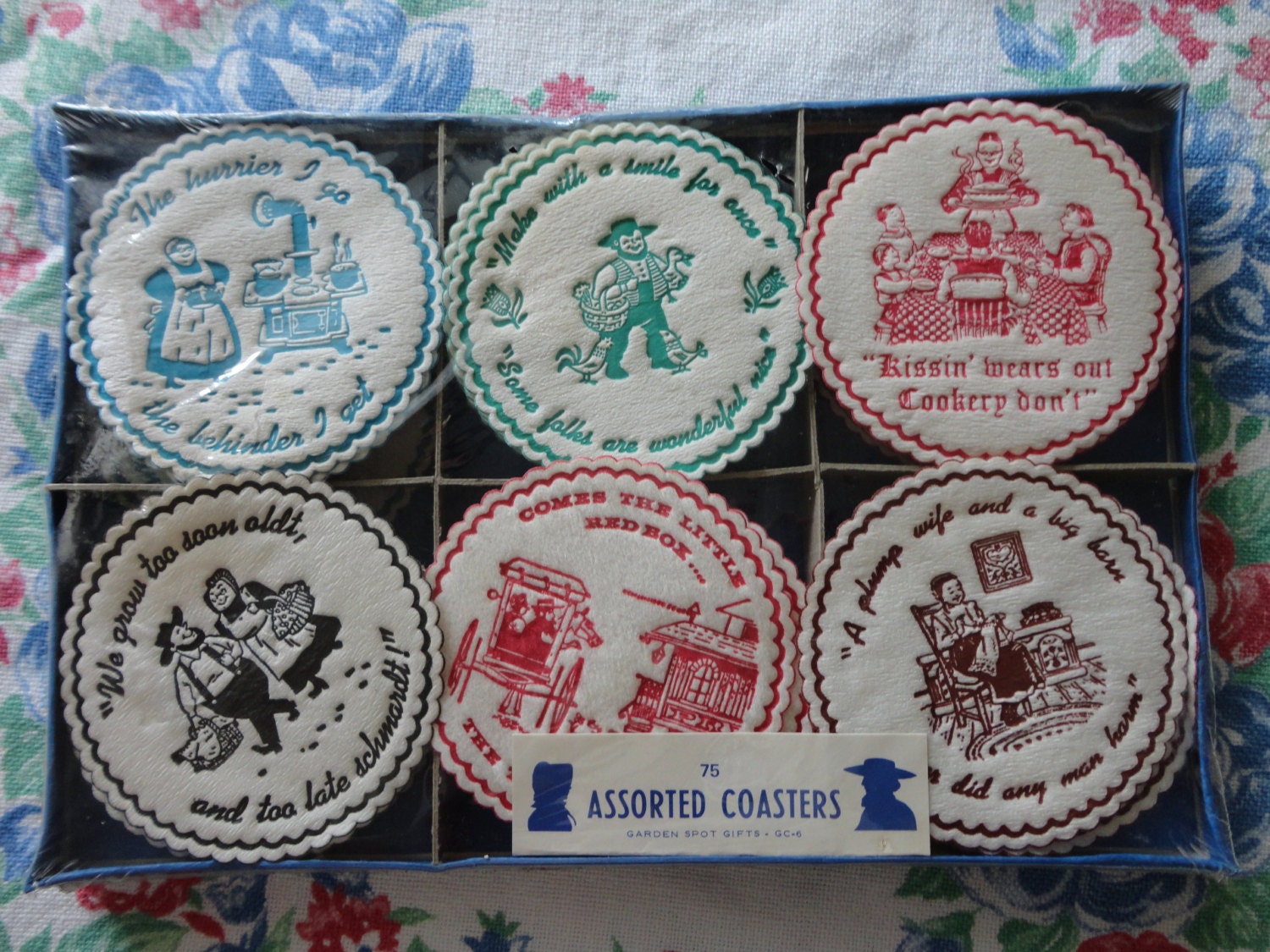 Supply of Paper Coasters Vintage in Box Party Humor  Gift for Dad