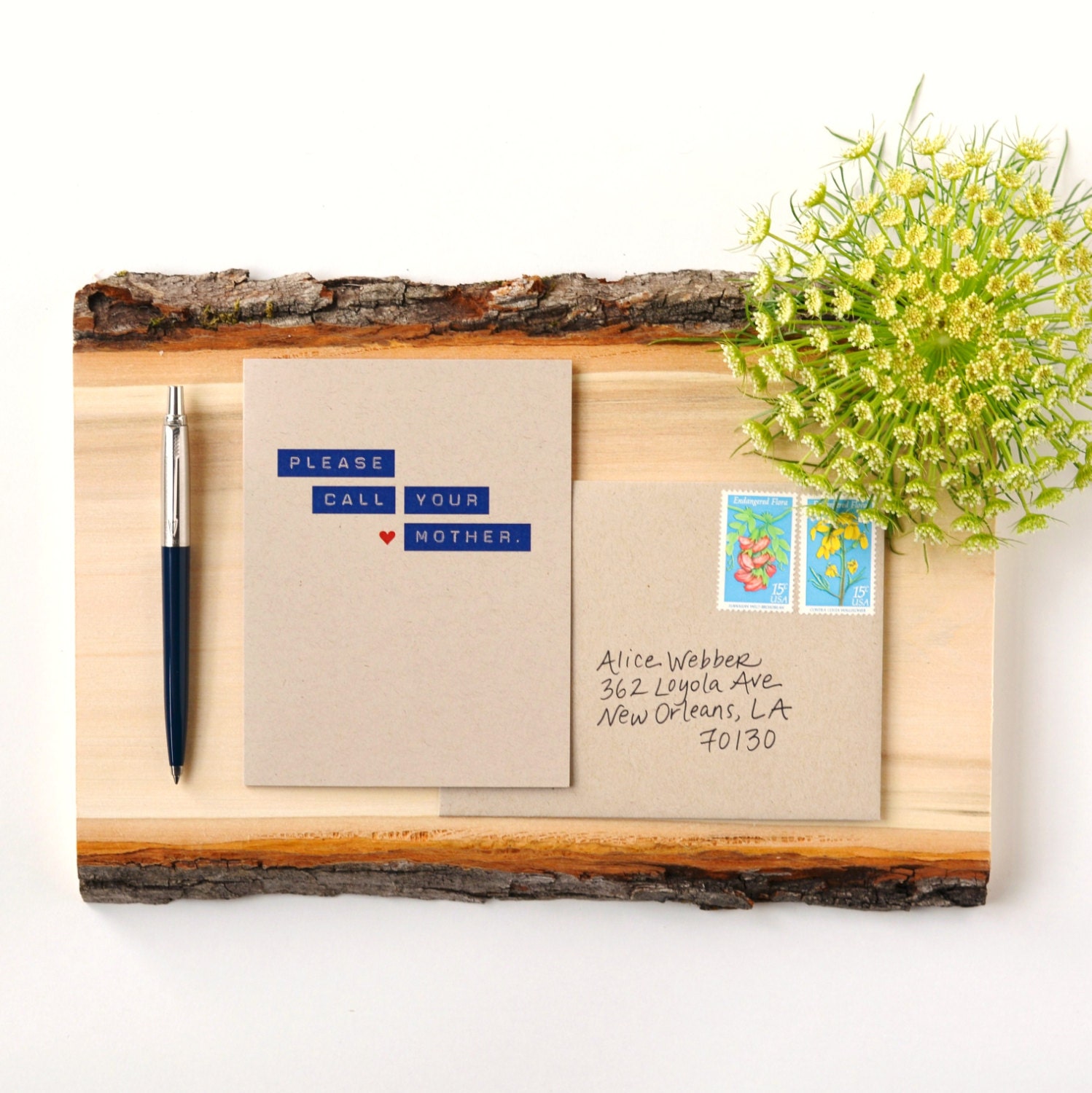 Please Call Your Mother - Blank Recycled Greeting Card