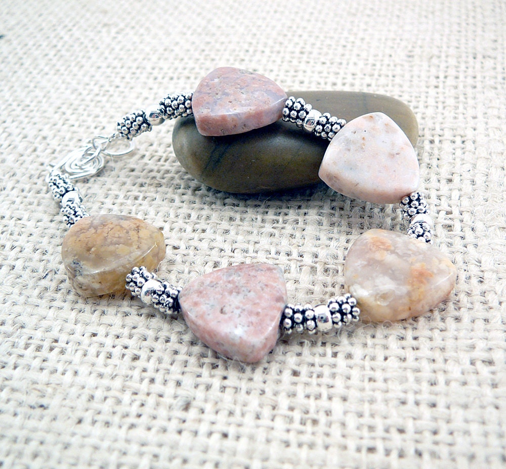 Pink Bracelet - Gemstone Bracelet - Pink Beaded Bracelet - Large Gemstone Bracelet