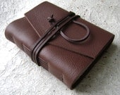 Leather Journal, 3.5"x4.5", chocolate, rustic journal by Dancing Grey Studio on Etsy