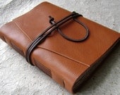 Leather journal, rustic orange-brown, 5.5"x7.5", handmade rustic journal by Dancing Grey Studio on Etsy