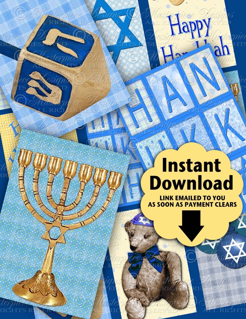 Celebrate Hanukkah / Chanukah / Festival Of Lights / Jewish - Gift Tags / Hang Tags Instant Download and Print Digital Sheet