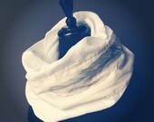 Linen Feather Art Infinity Scarf - original fabric designed by Heidi