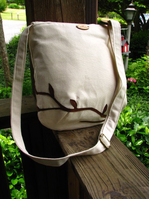 SMALL PLEASURES PURSE /bird handbag /off white Water Repellent canvas /tote/eco friendly/school bag /optional colors available-
