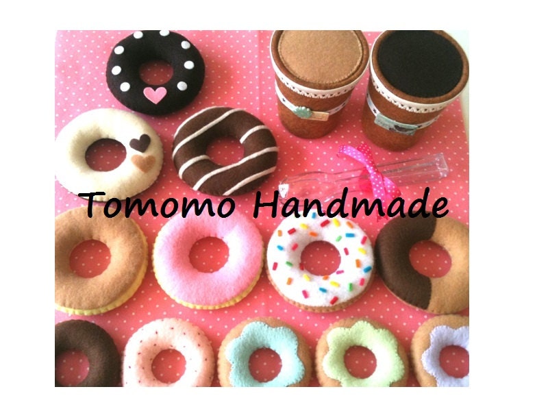 ETSY  Pretend food - Felt food - Play food   Doughnut shop set   No.2