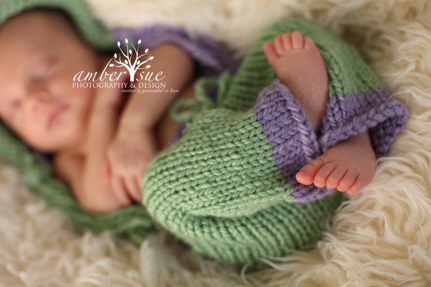 Knit Baby Pants and Hat Newborn Photography Prop