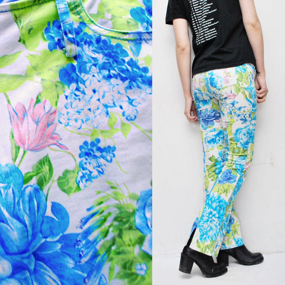 90s low rise ALEXANDER MCQUEEN jeans. floral jeans - xxs
