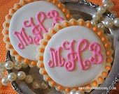 Preppy Script Monogram Decorated Sugar Cookies (12)