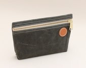 Olive Green Accessory Bag in Waxed Twill (with Monogram option) - Toiletry / Travel