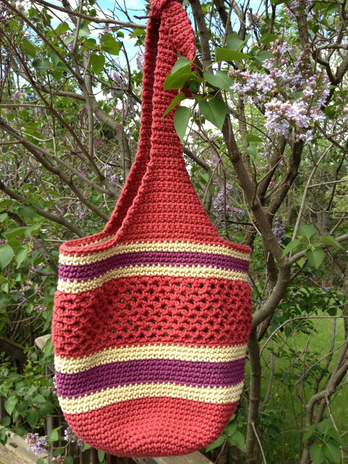 Crocheted Market Bag with Adjustable Handles Pattern