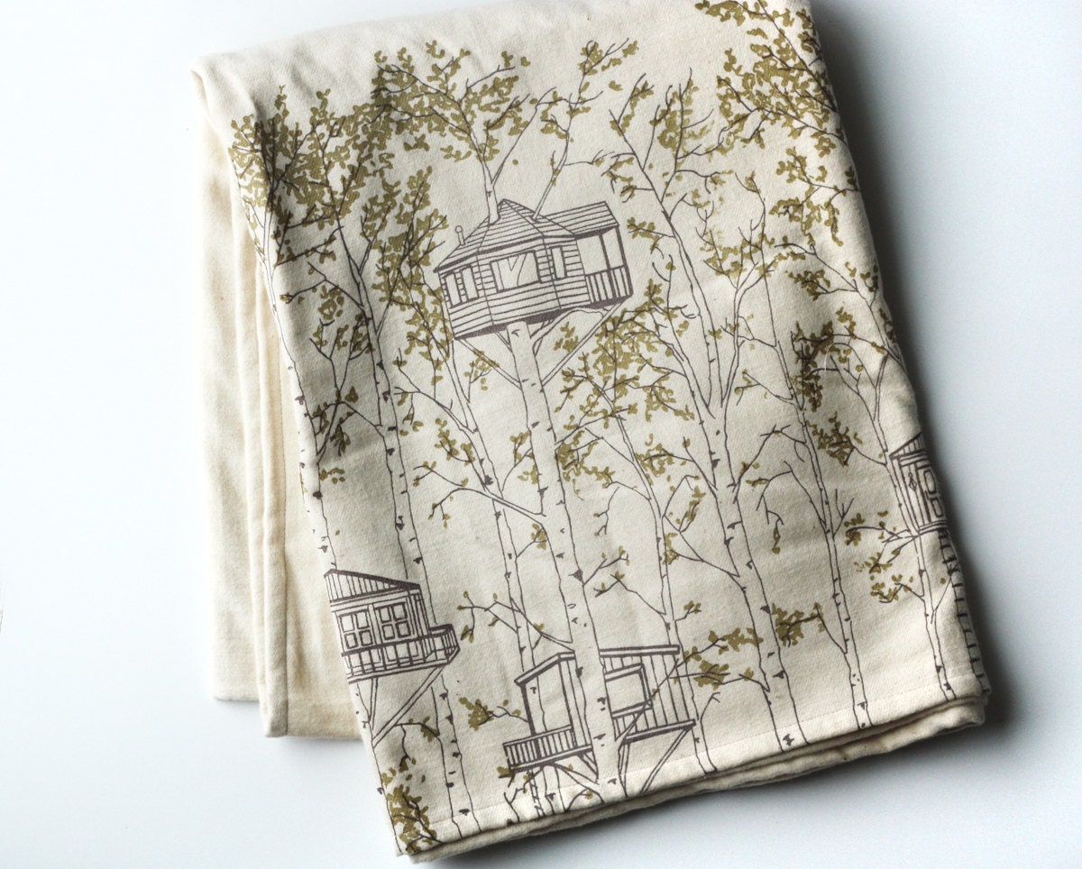 Organic Cotton Blanket - Tree Houses