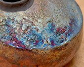 Raku Ceramic Vase. Irregular  Gold Red FIREWORKS Vase - Inspired by Nature. Hand Built Ceramics.