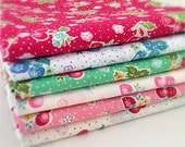 Japanese, ATSUKO MATSUYAMA, 30's Collection, Strawberries & Cherries with Pin Dots, 1/2 Yard Bundle of 6