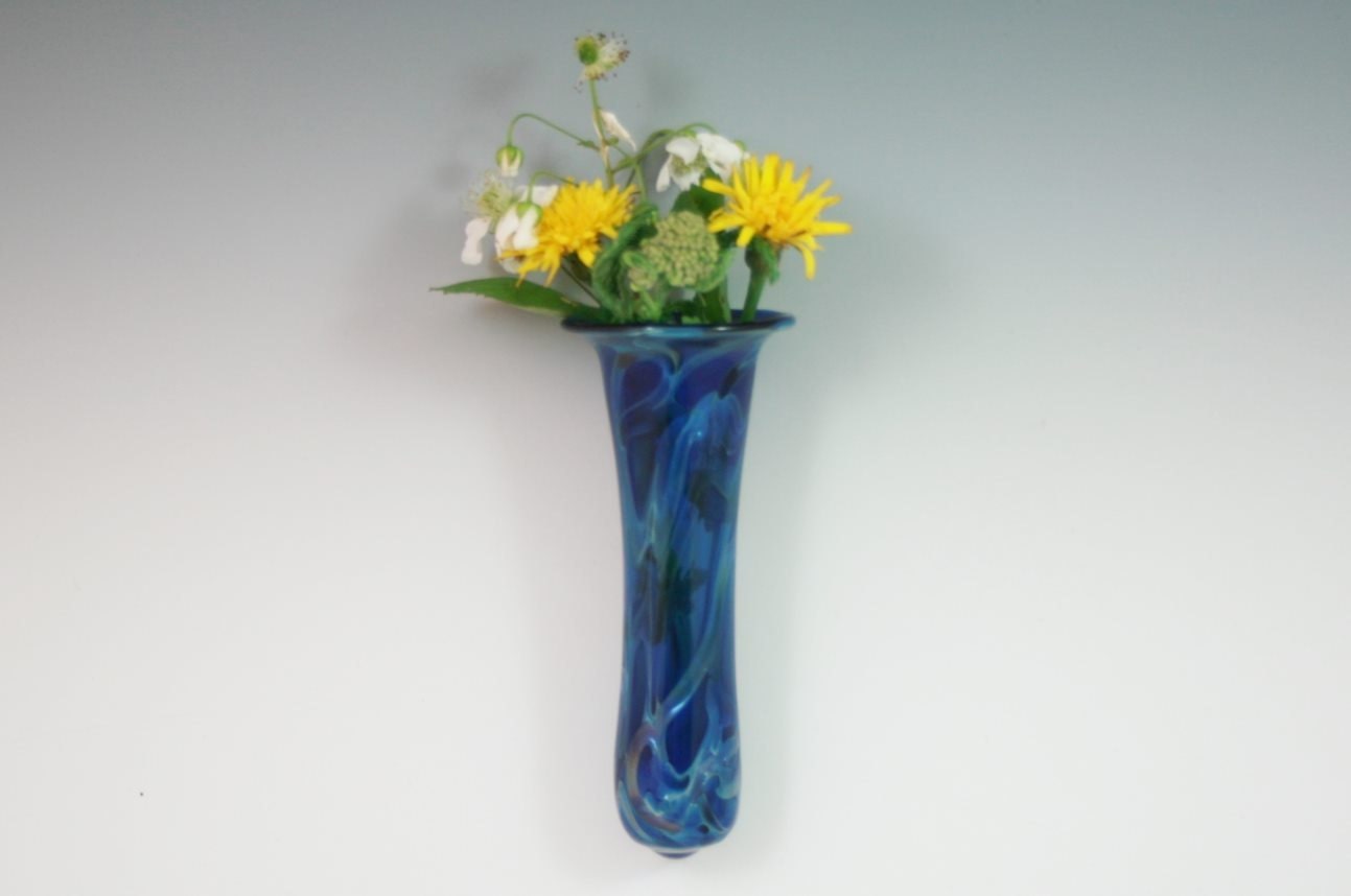 Wall Vase - Handblown Glass Wall Pocket- Lampwork - Boro