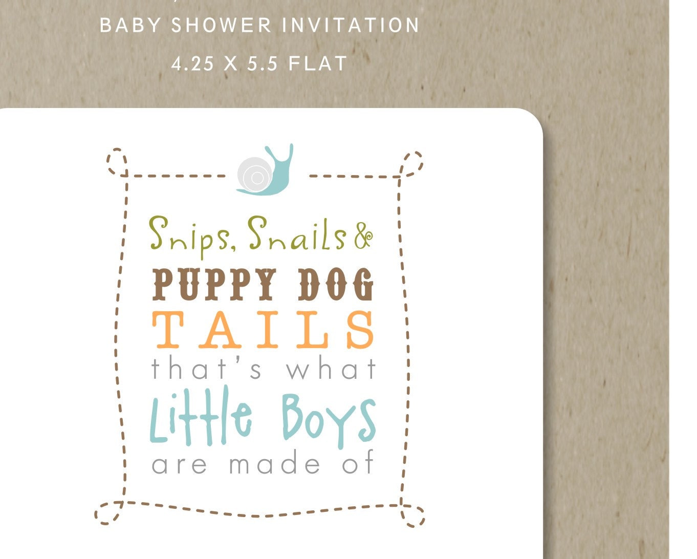 snips n' snails & puppy dog tails : baby shower invitation set