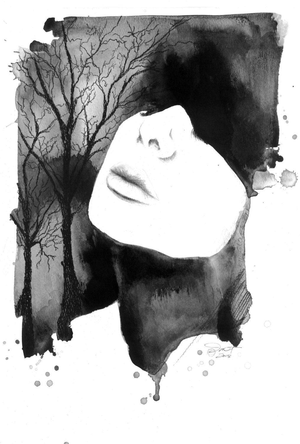 Print from original watercolor and mixed media illustration by Jessica Durrant titled, Take the Kid Gloves Off