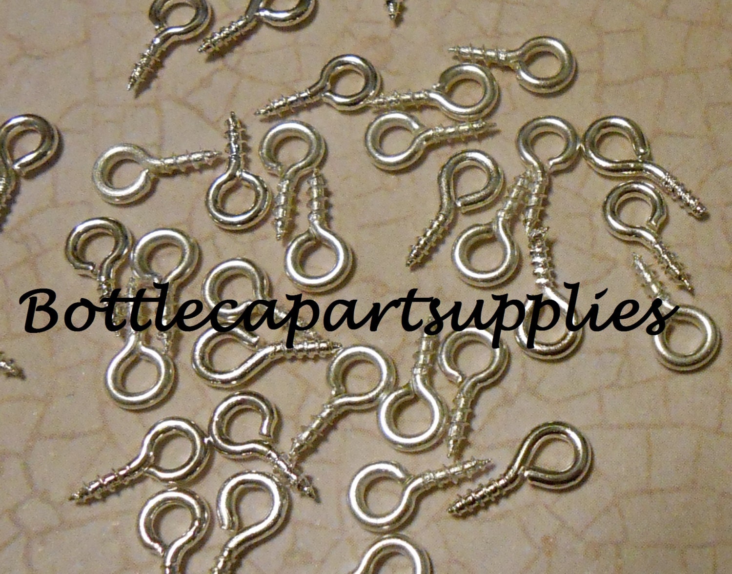 50 pcs 8x4mm Small Screw Eye Bails  Silver  Top Drilled Bail Loops