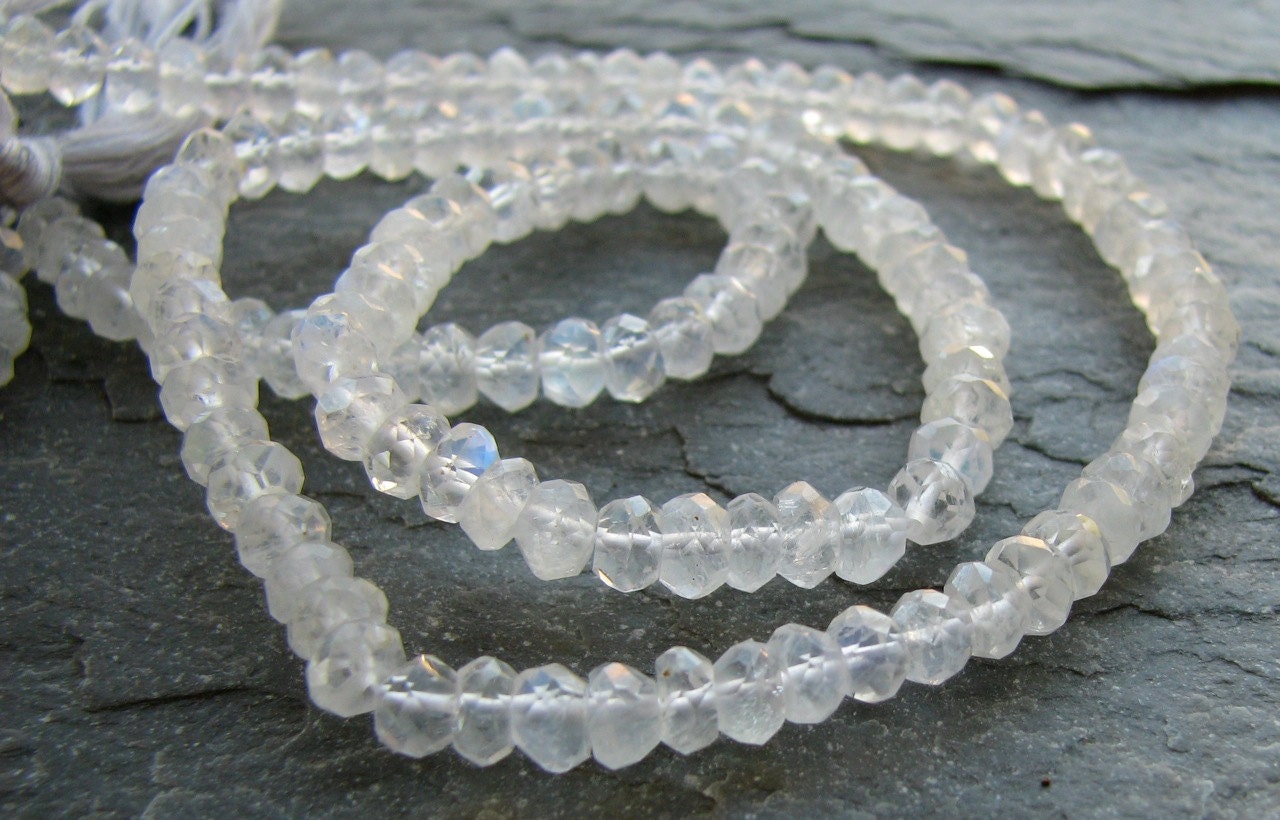 Rainbow Moonstone Micro Faceted Rondelles, 14 inches, 3.75mm (12k6)