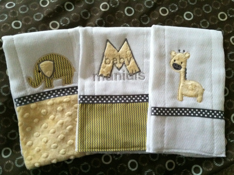 Jungle Burp Cloth Set - Yellow and Grey