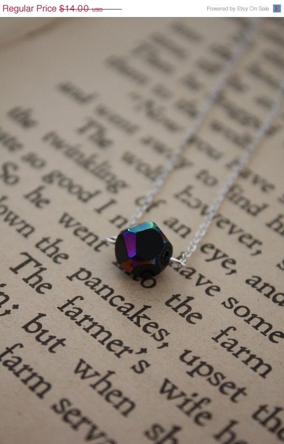 ON SALE Hunger Games Necklace - District 12 - Coal - Katniss Everdeen - Girl on Fire - jet AB bead