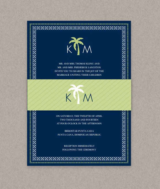 DIY Custom Destination Wedding Invitation - Preppy Palm Tree Printable PDF