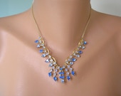 Rhinestone Necklace, Blue Rhinestone Choker, Bridal Necklace, Wedding Choker, Blue Wedding, Vintage Bridal Necklace, Diamante Necklace