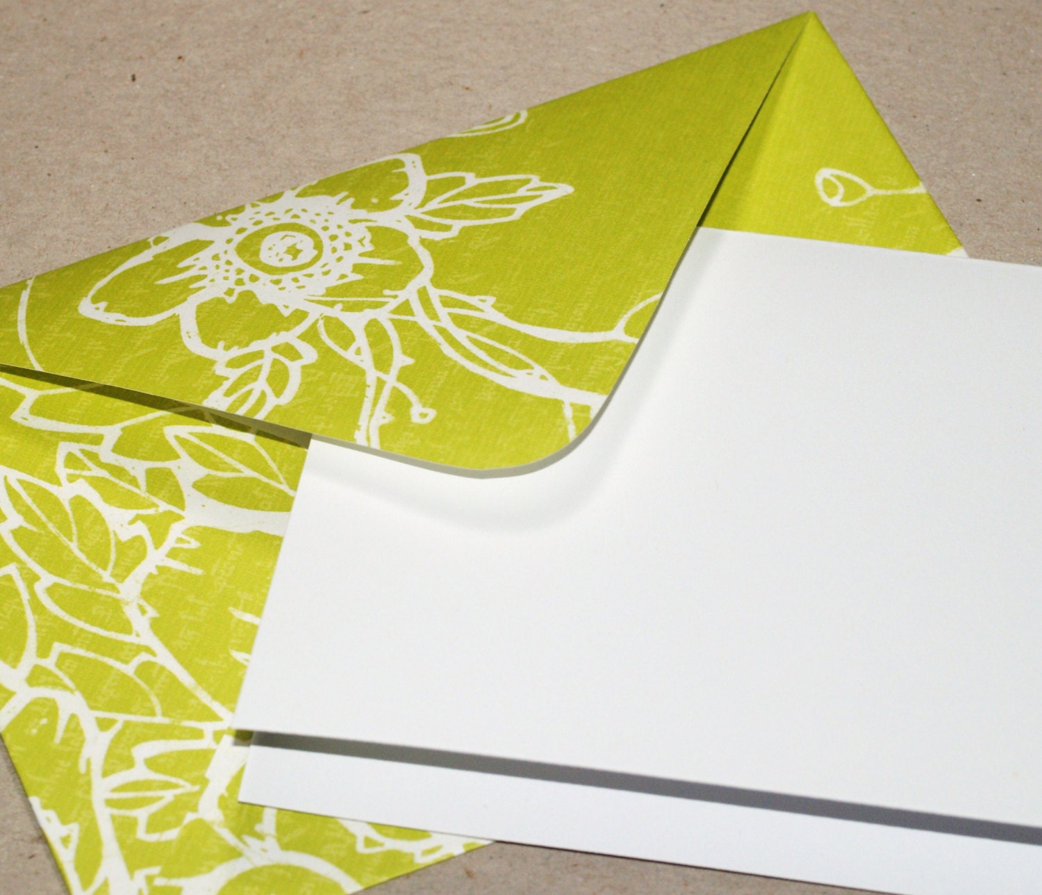 Blimey Limey ... Stationery Set . 6 Handmade Envelopes . Lime Green . Blank Cards . Greetings . Notecards . Assortment . Mix