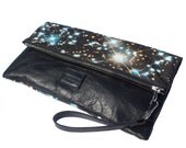 Starry Night Leather Clutch, Zip Pouch
