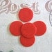 5 vintage bakelite poker chips, bakelite game pieces, bakelite jewelry supplies, red marbleized bakelite