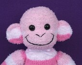 Pink Stripe Sock Monkey Handmade Sock Toy