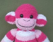 Pink Stripe Sock Monkey Handmade Sock Toy